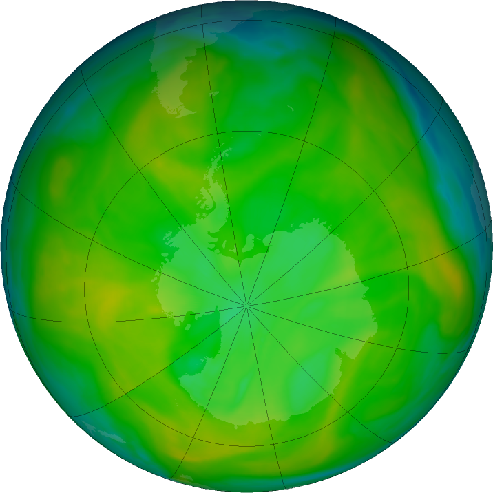 Antarctic ozone map for 26 November 2019